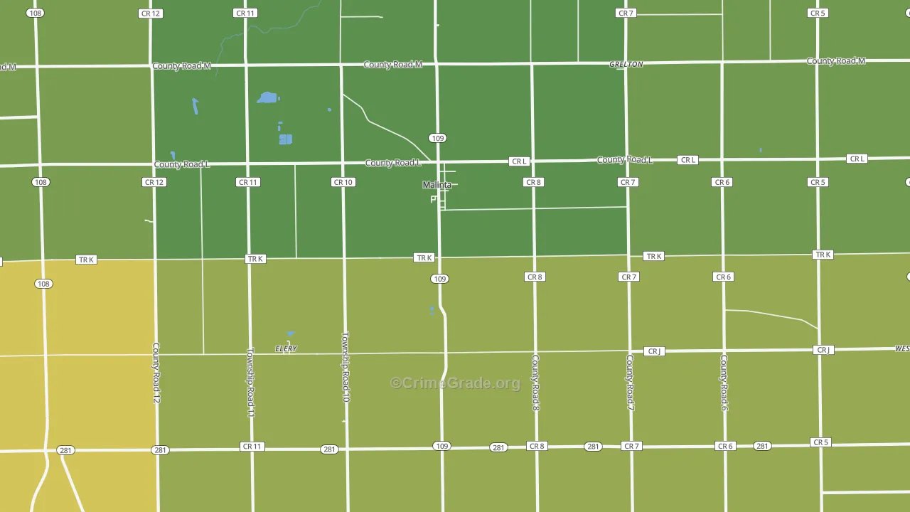 43535, OH Map of Theft Rates