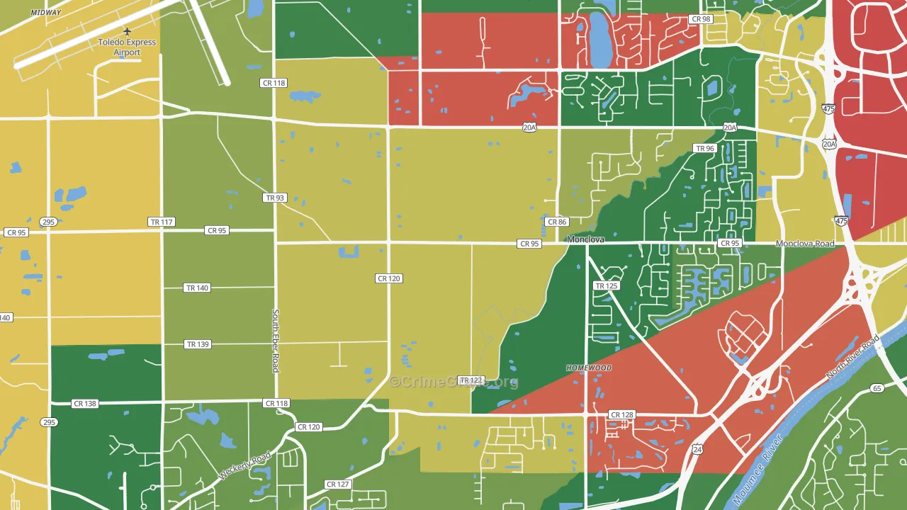 43542, OH Map of Theft Rates