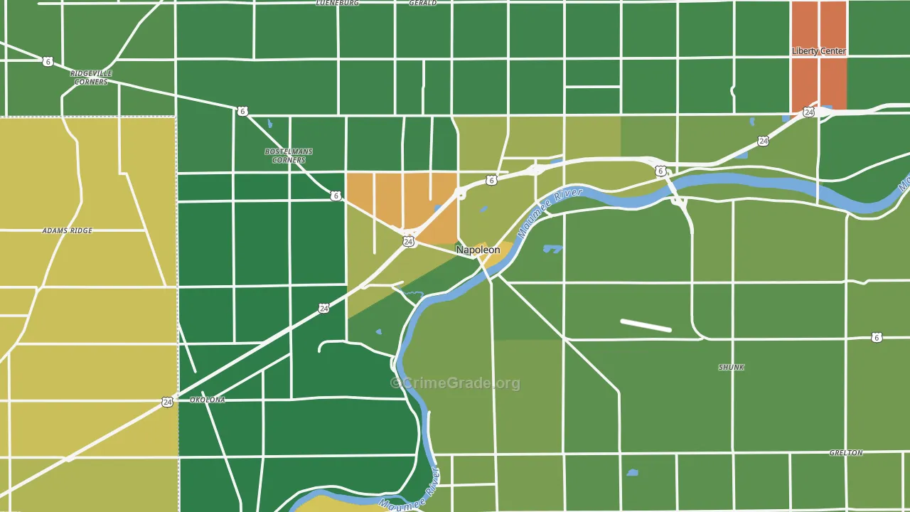 43545, OH Map of Theft Rates