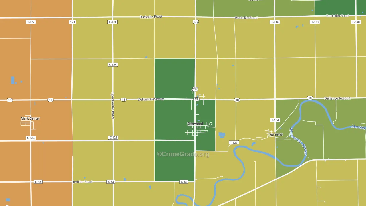 43556, OH Map of Theft Rates