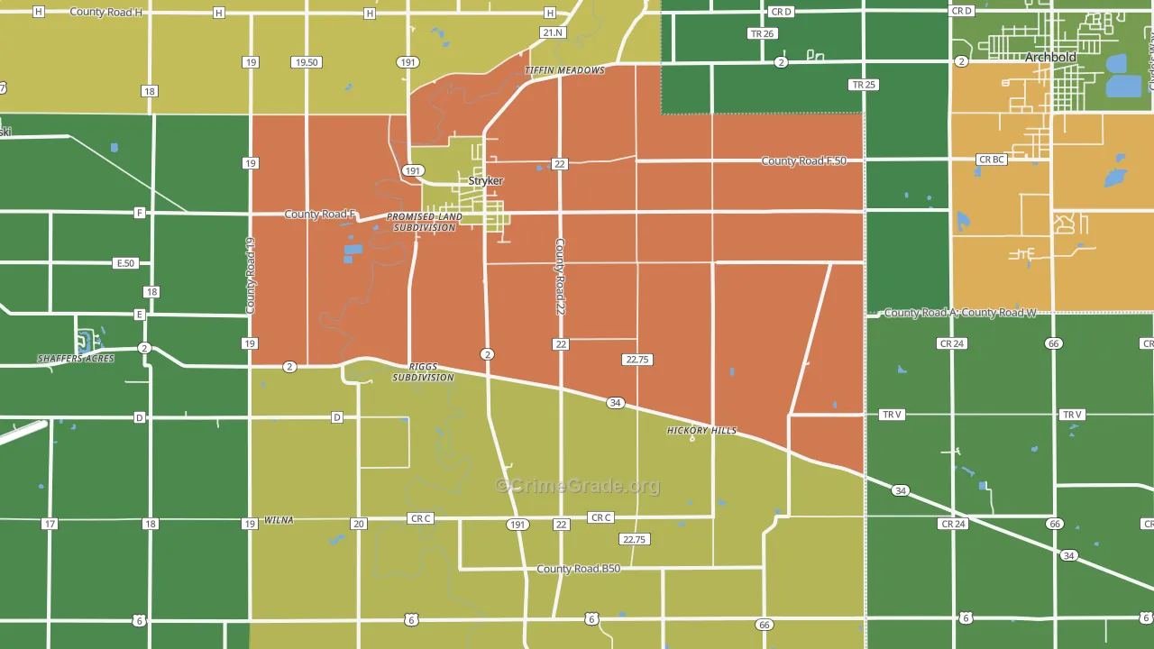 43557, OH Map of Theft Rates