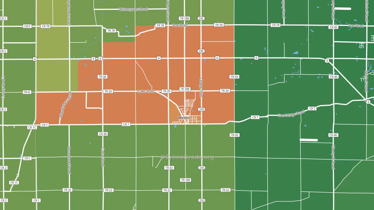 43569, OH Map of Theft Rates