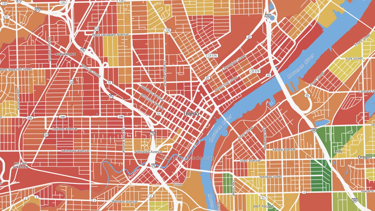 43604, OH Map of Theft Rates