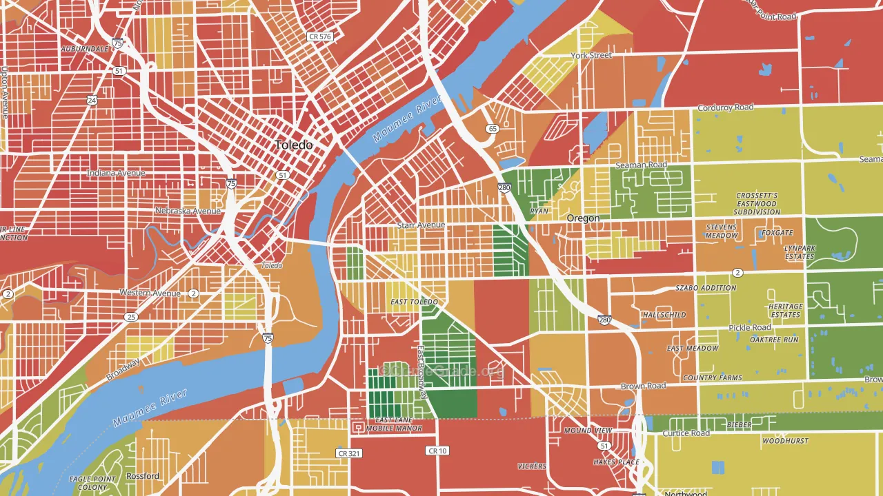 43605, OH Map of Theft Rates