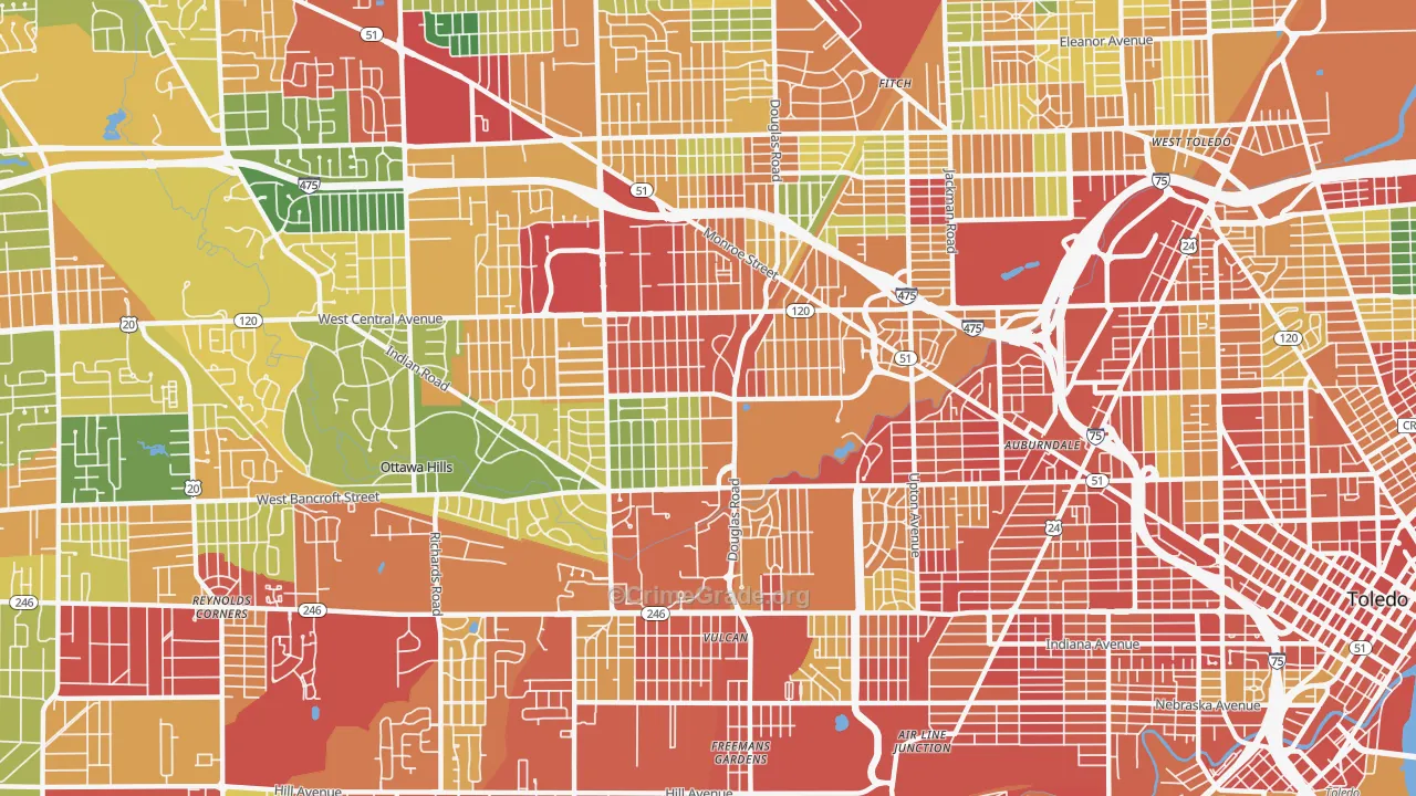 43606, OH Map of Theft Rates