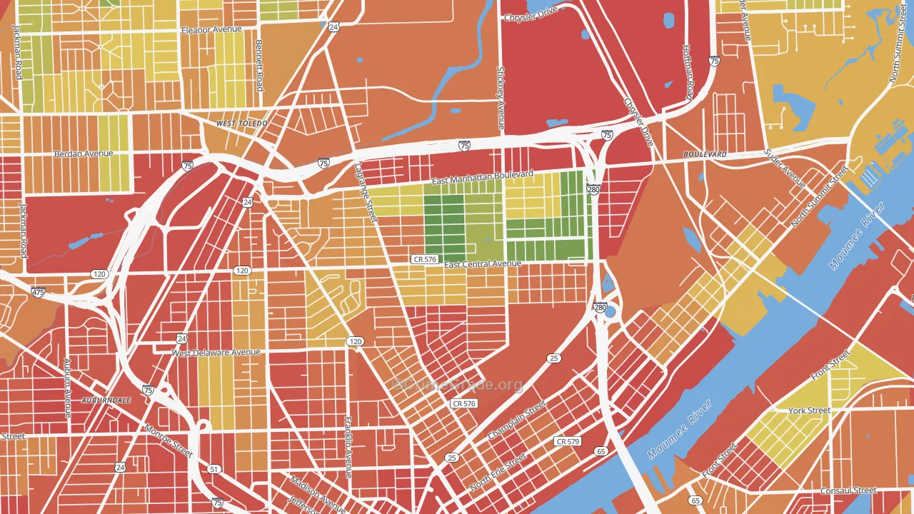 43608, OH Map of Theft Rates