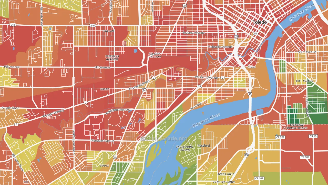 43609, OH Map of Theft Rates