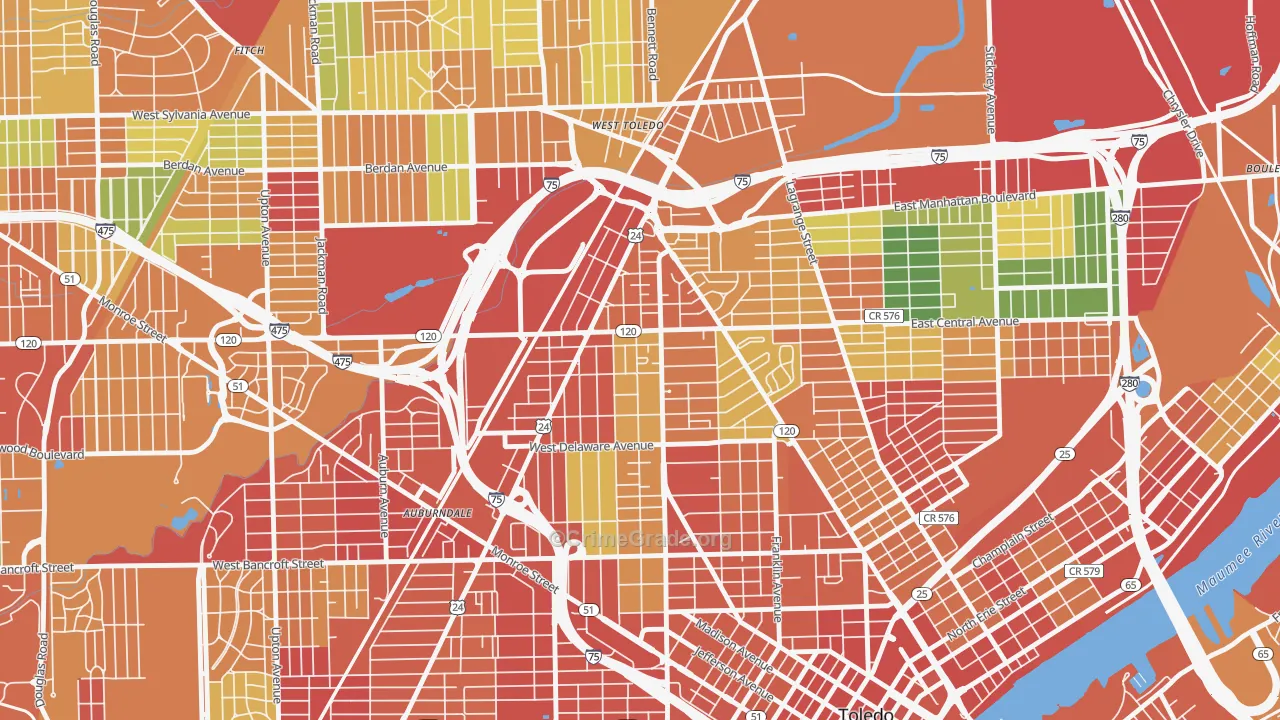 43610, OH Map of Theft Rates