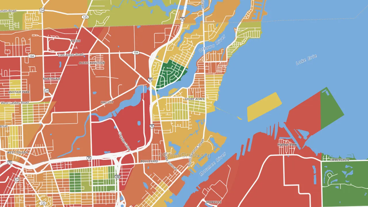 43611, OH Map of Theft Rates