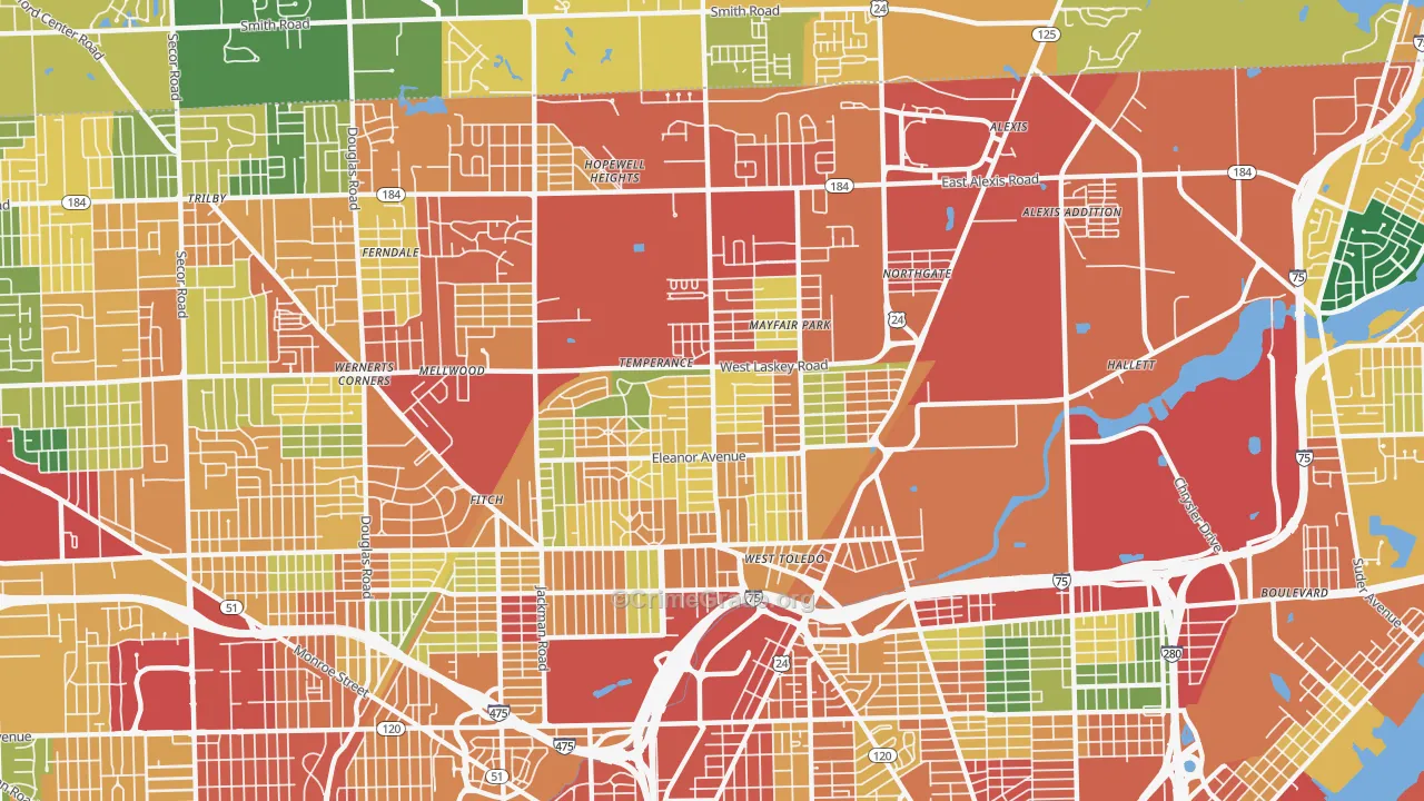 43612, OH Map of Theft Rates