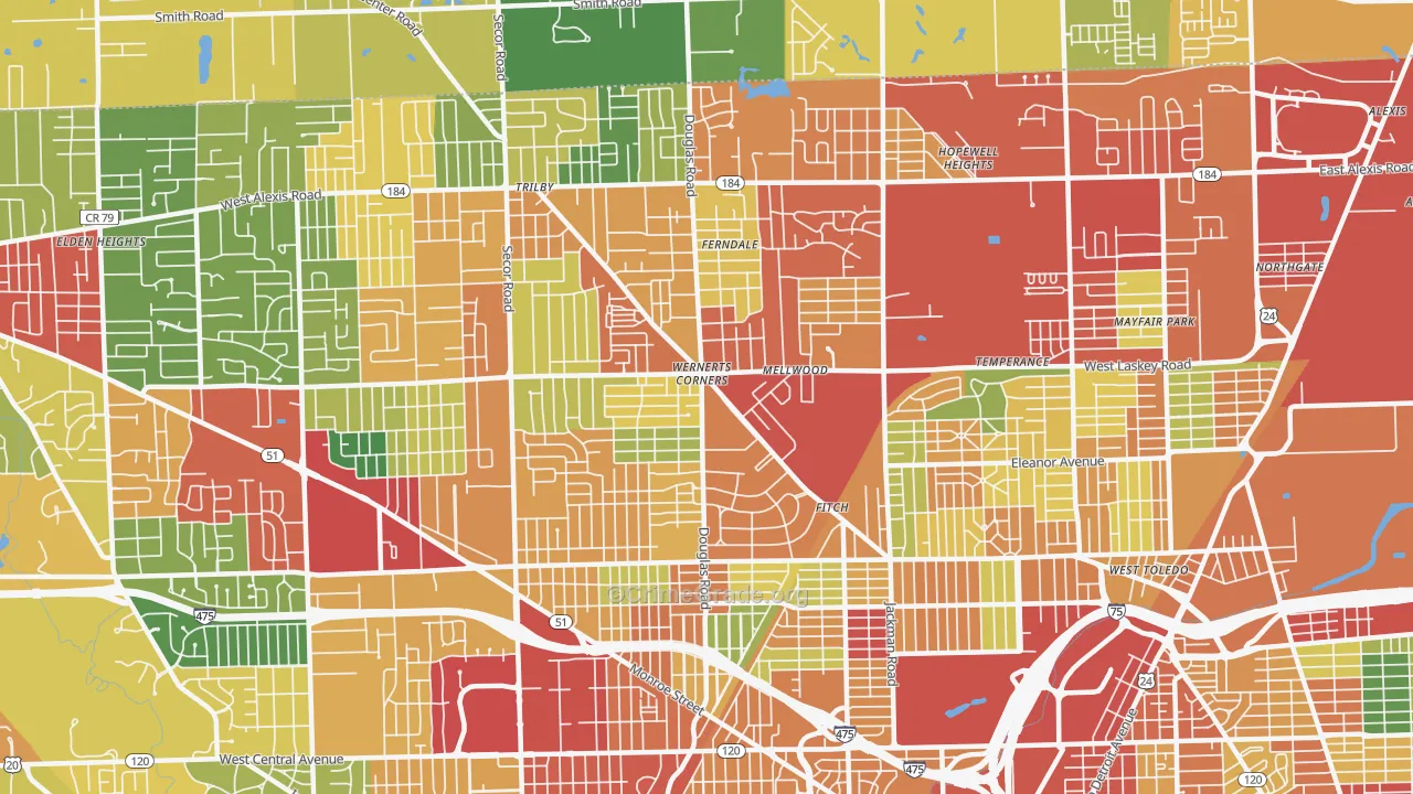 43613, OH Map of Theft Rates