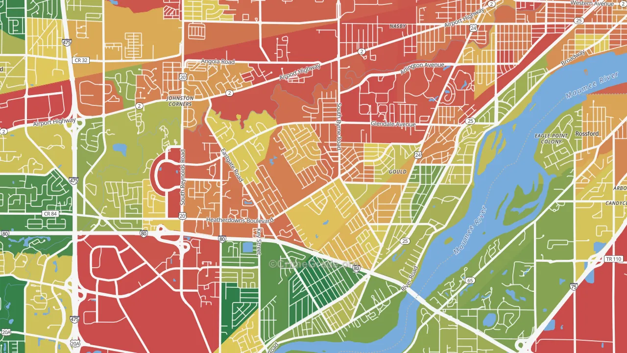 43614, OH Map of Theft Rates