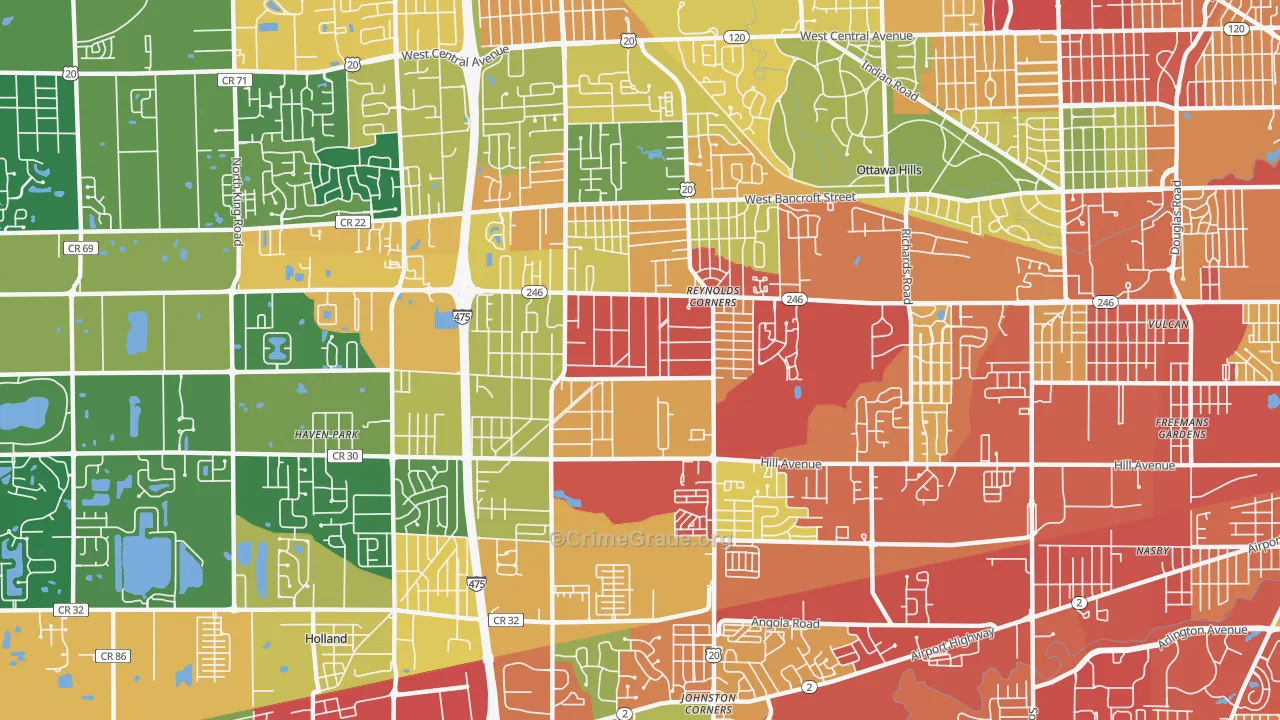 43615, OH Map of Theft Rates