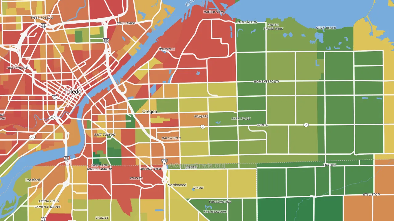 43616, OH Map of Theft Rates