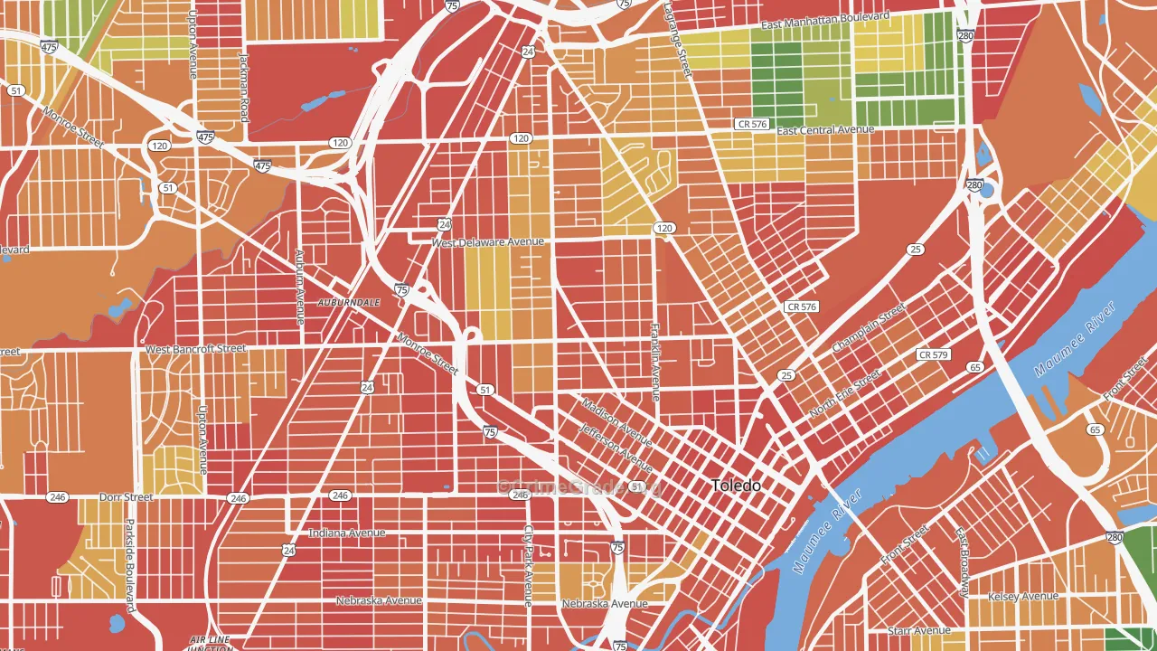 43620, OH Map of Theft Rates