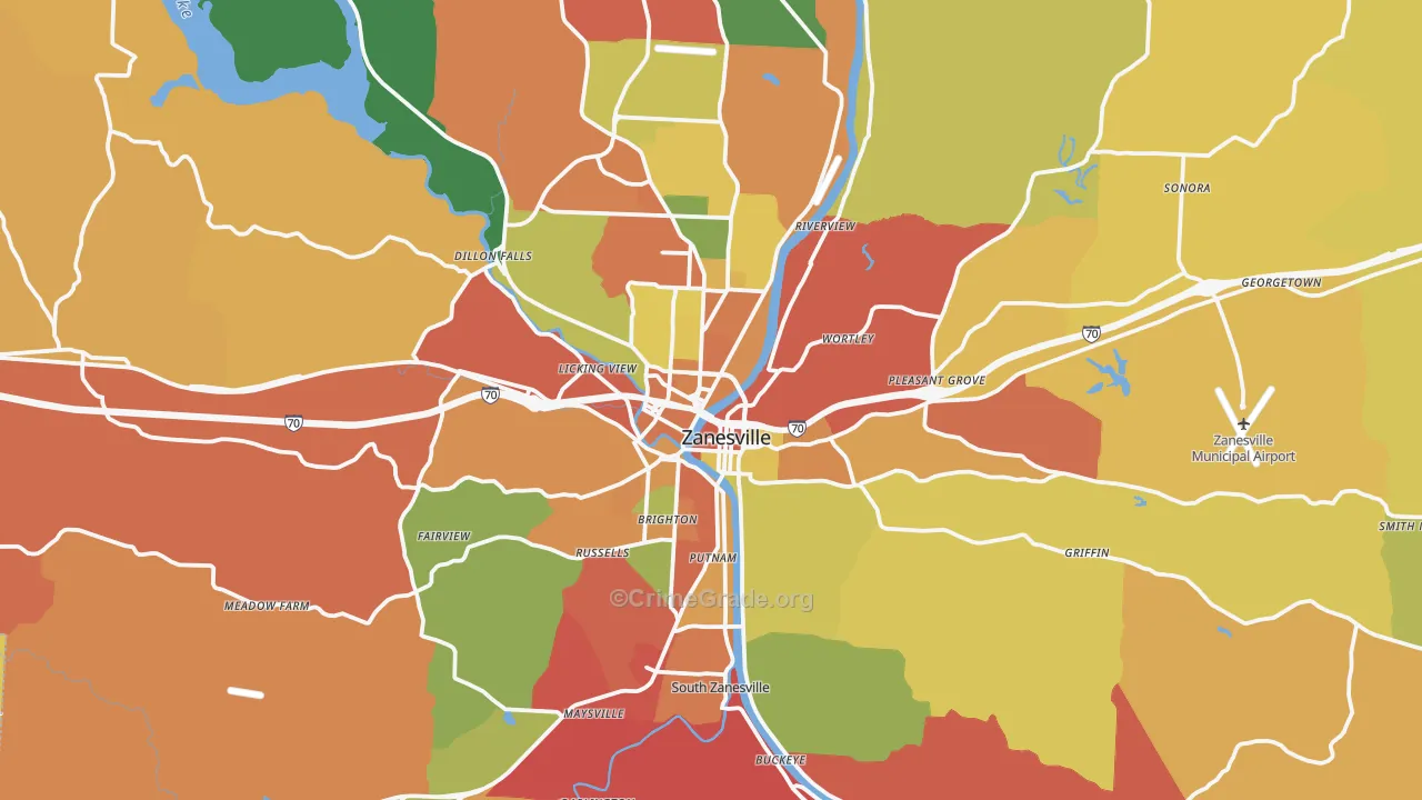 43701, OH Map of Theft Rates