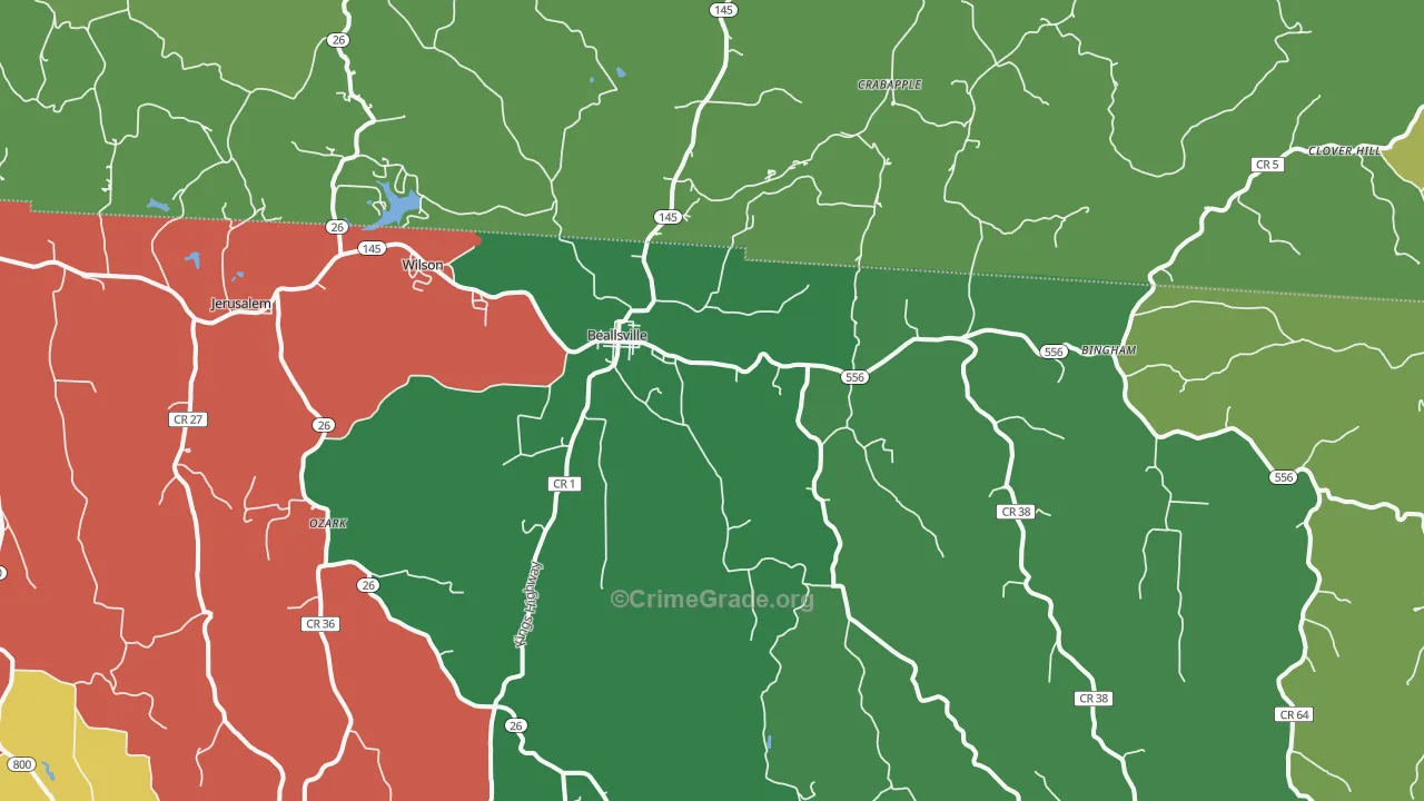 43716, OH Map of Theft Rates