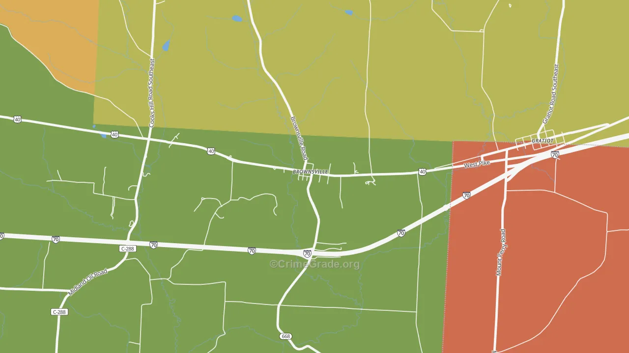 43721, OH Map of Theft Rates