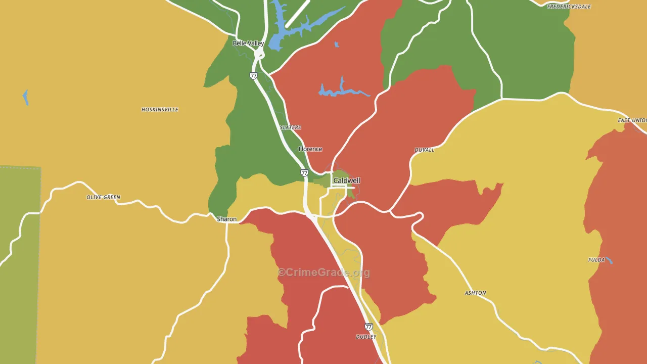 43724, OH Map of Theft Rates