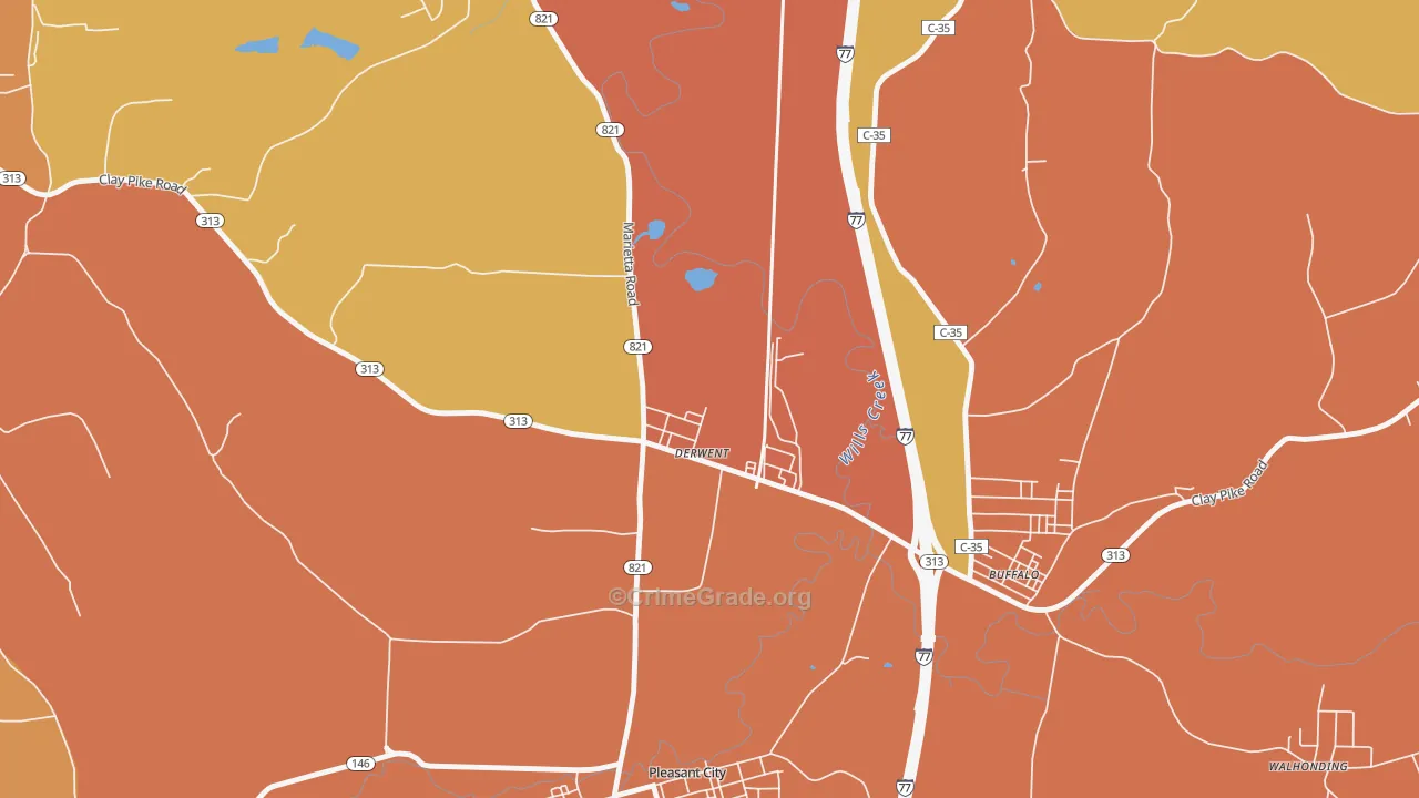 43733, OH Map of Theft Rates