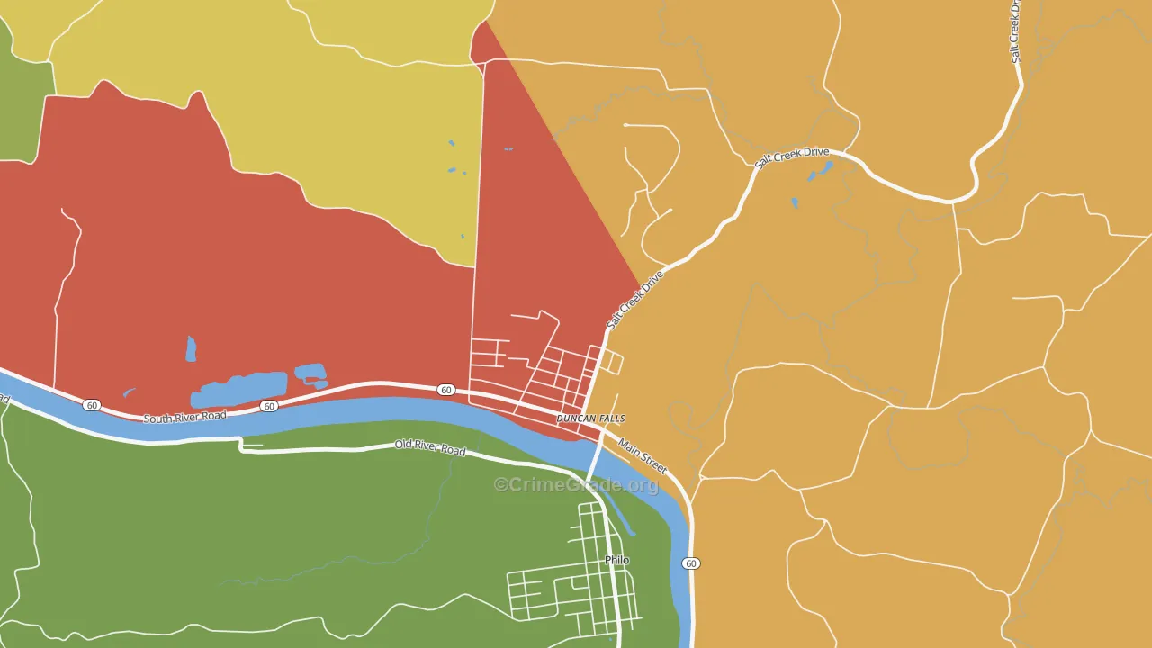 43734, OH Map of Theft Rates