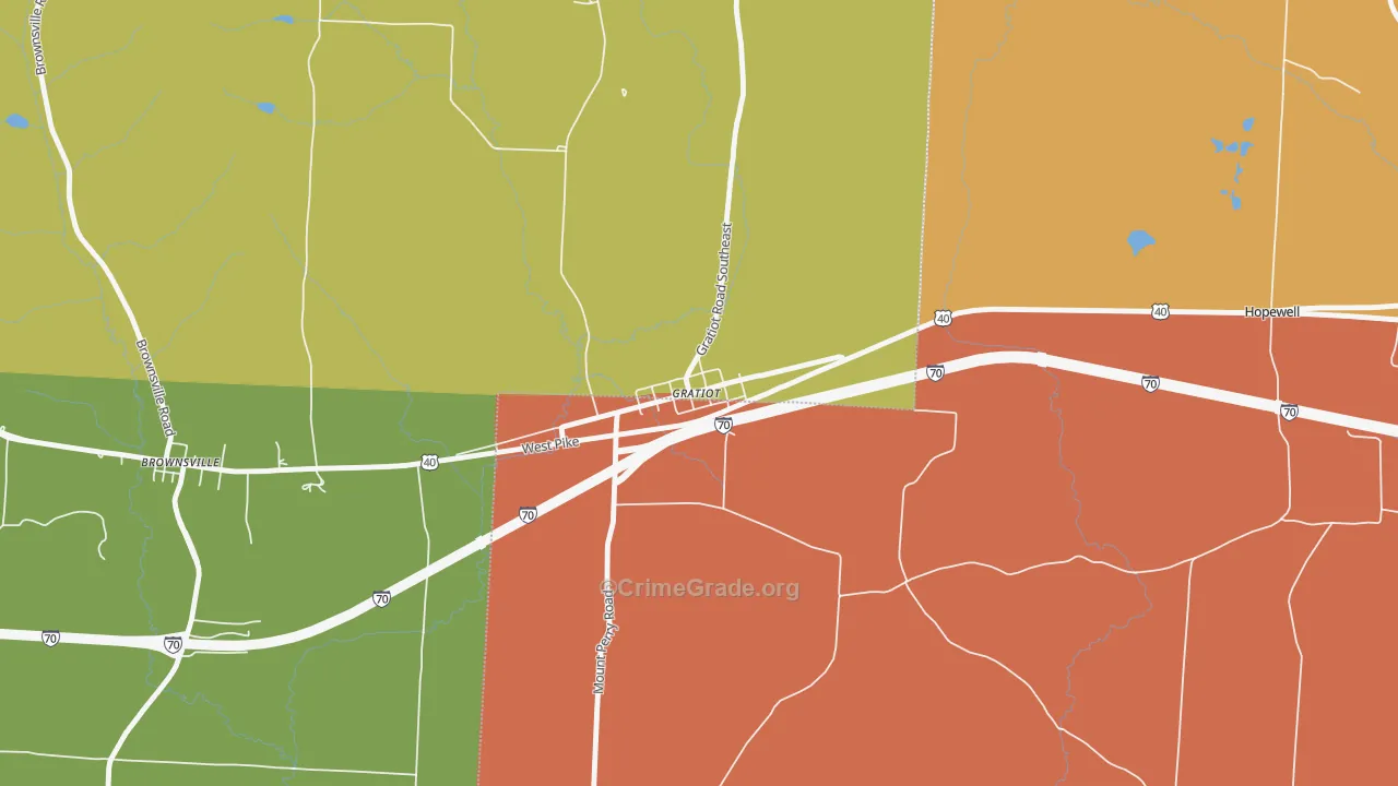 43740, OH Map of Theft Rates