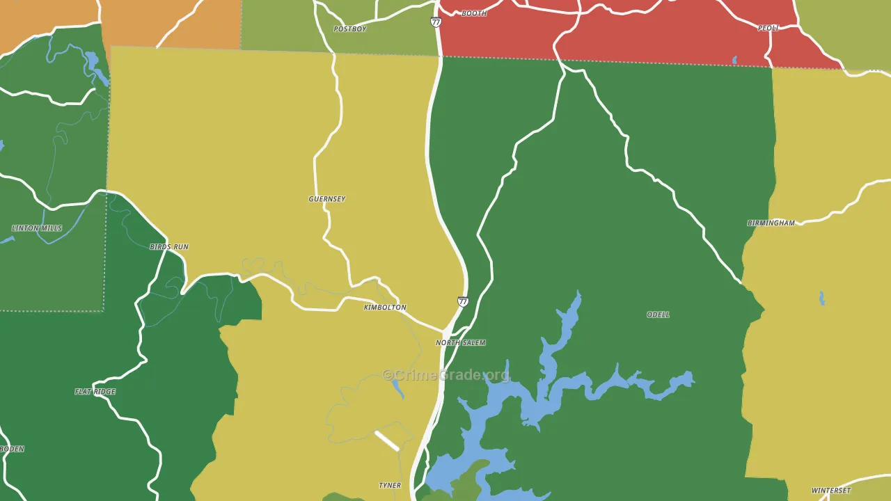 43749, OH Map of Theft Rates