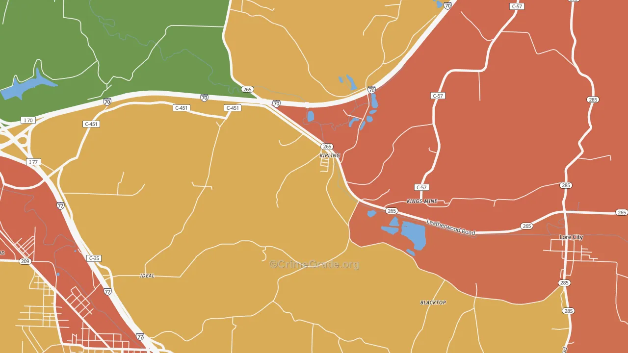 43750, OH Map of Theft Rates