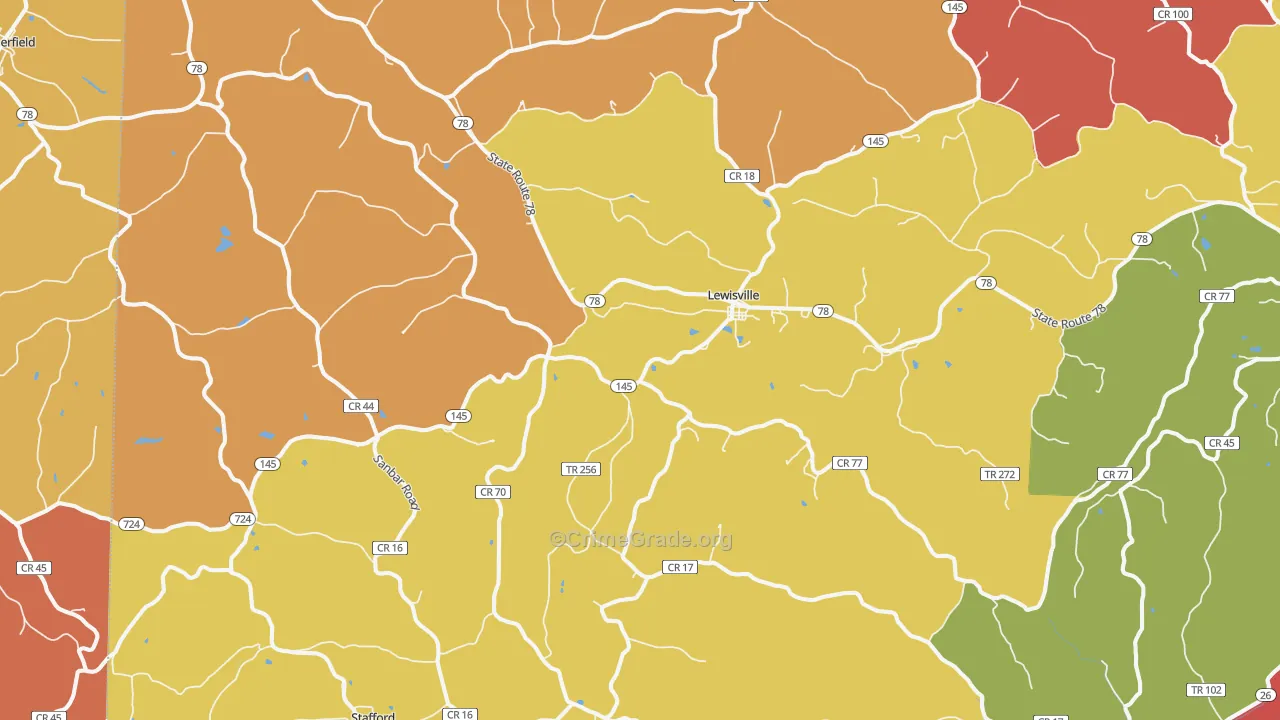 43754, OH Map of Theft Rates