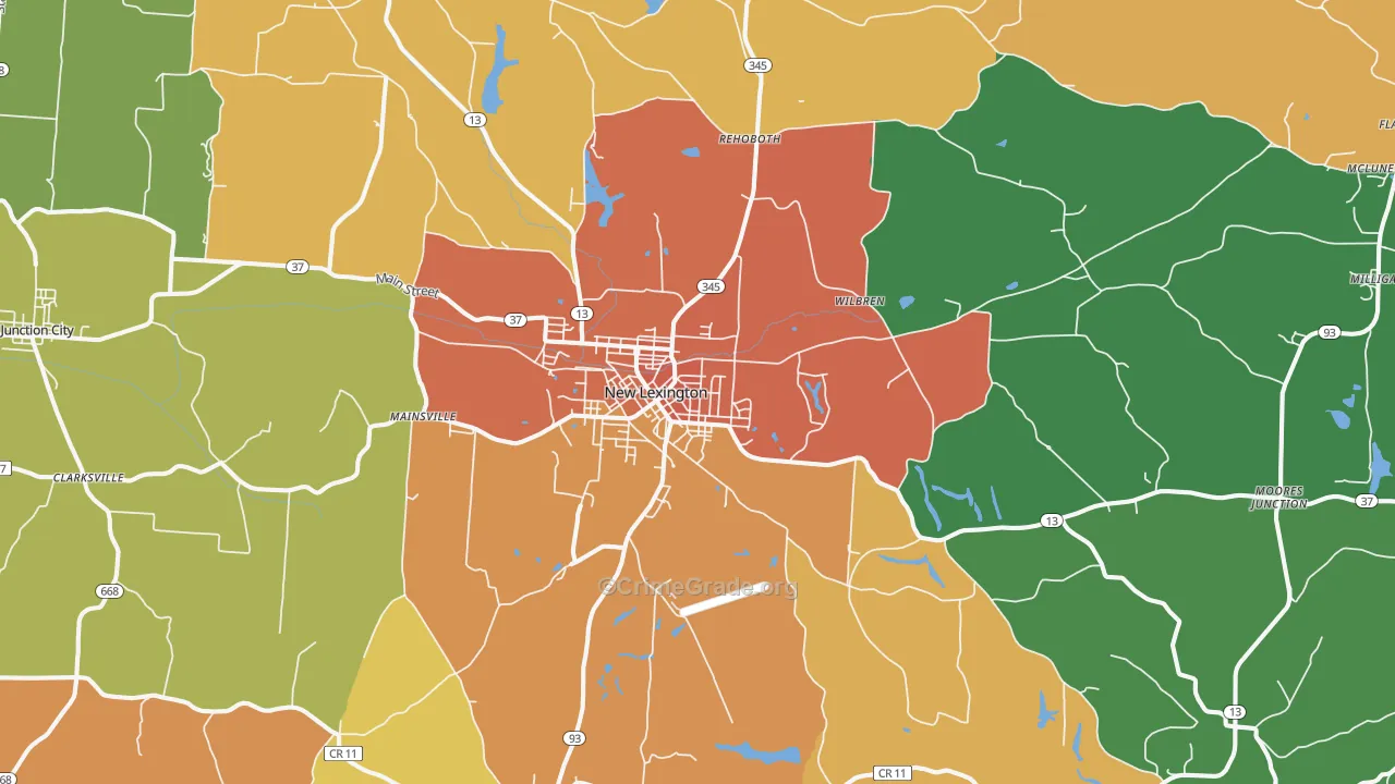 43764, OH Map of Theft Rates