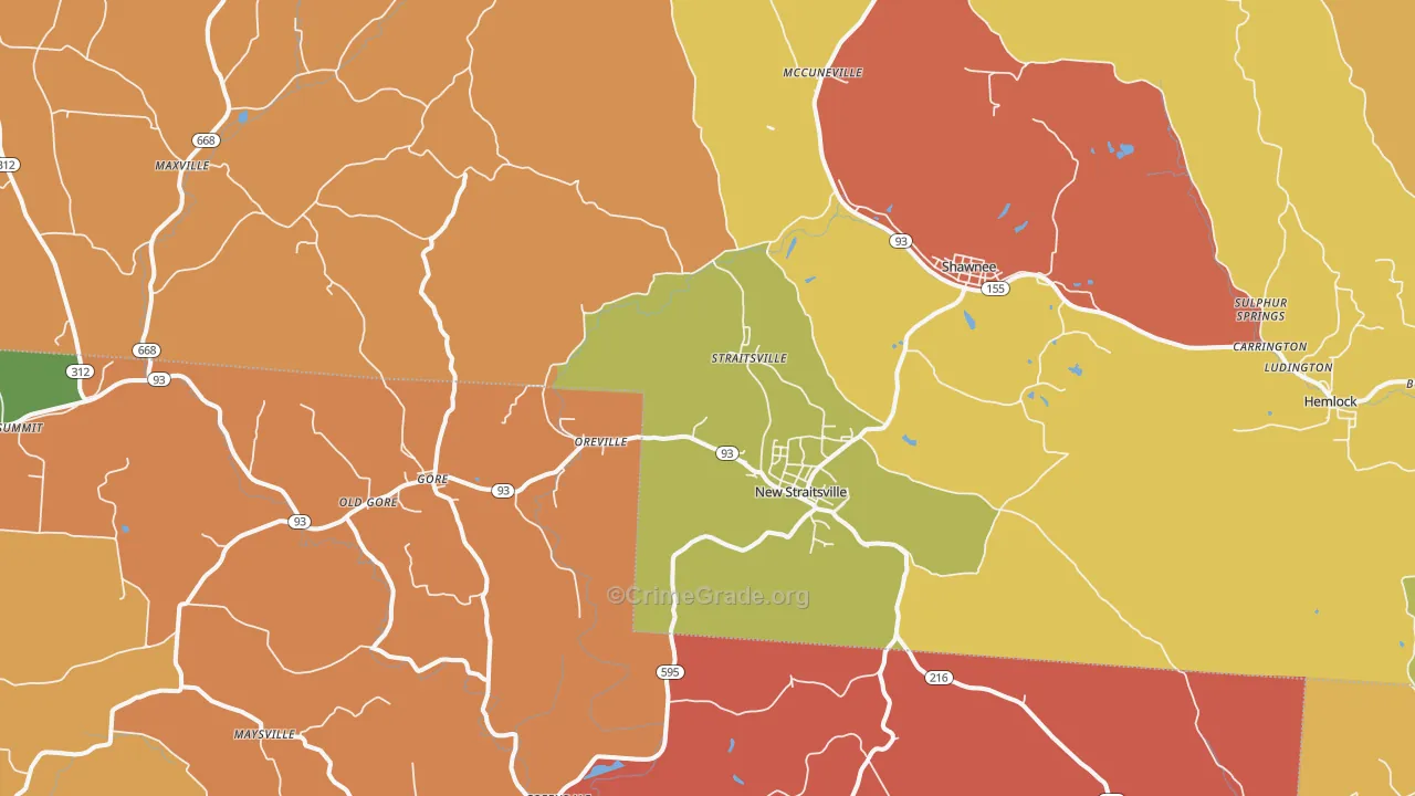 43766, OH Map of Theft Rates