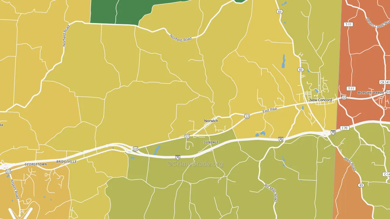 43767, OH Map of Theft Rates