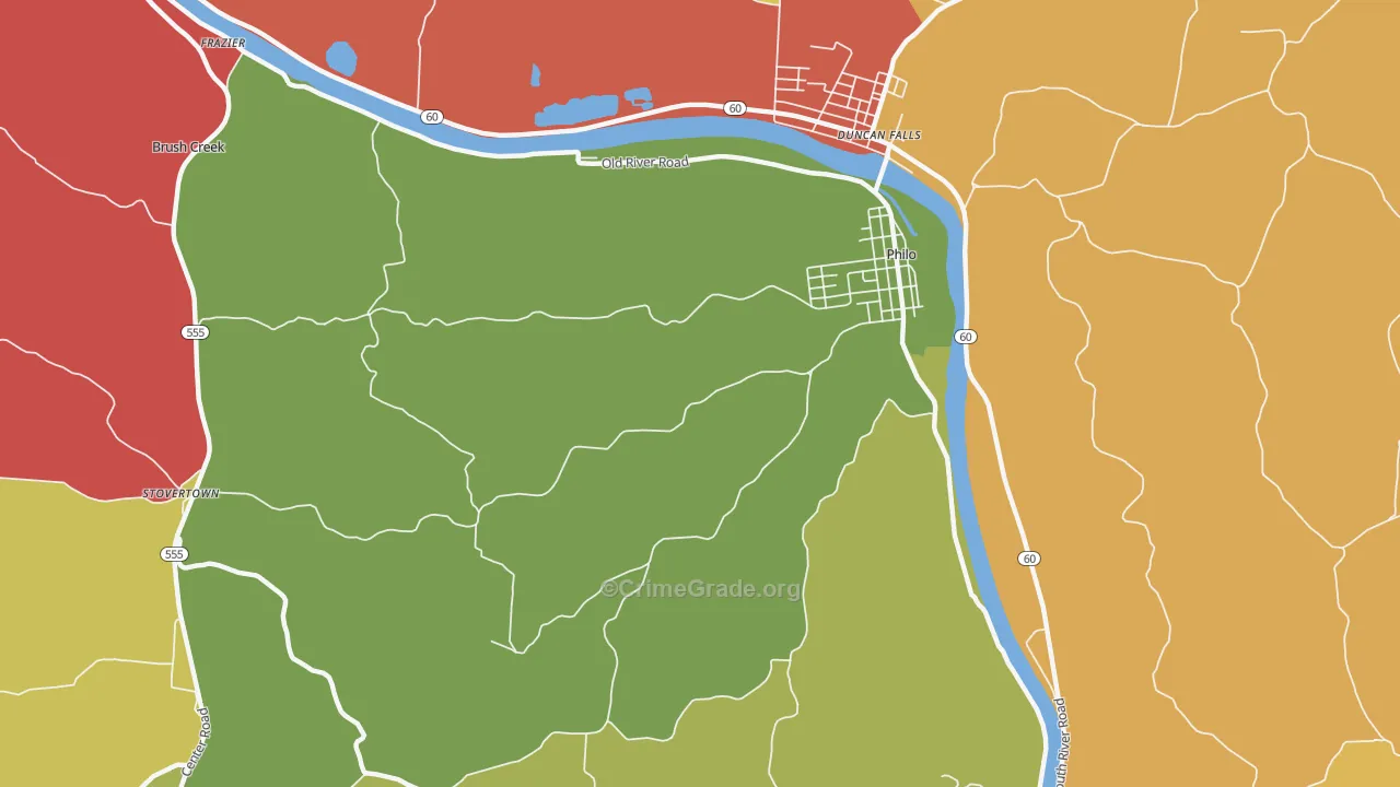 43771, OH Map of Theft Rates