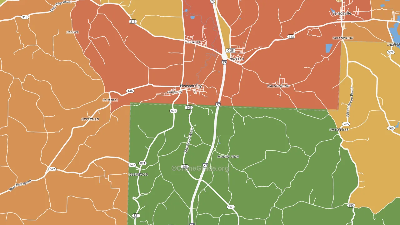 43772, OH Map of Theft Rates
