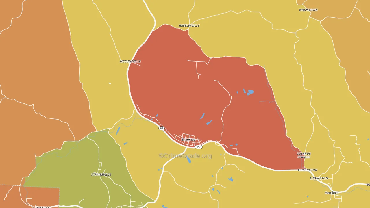 43782, OH Map of Theft Rates