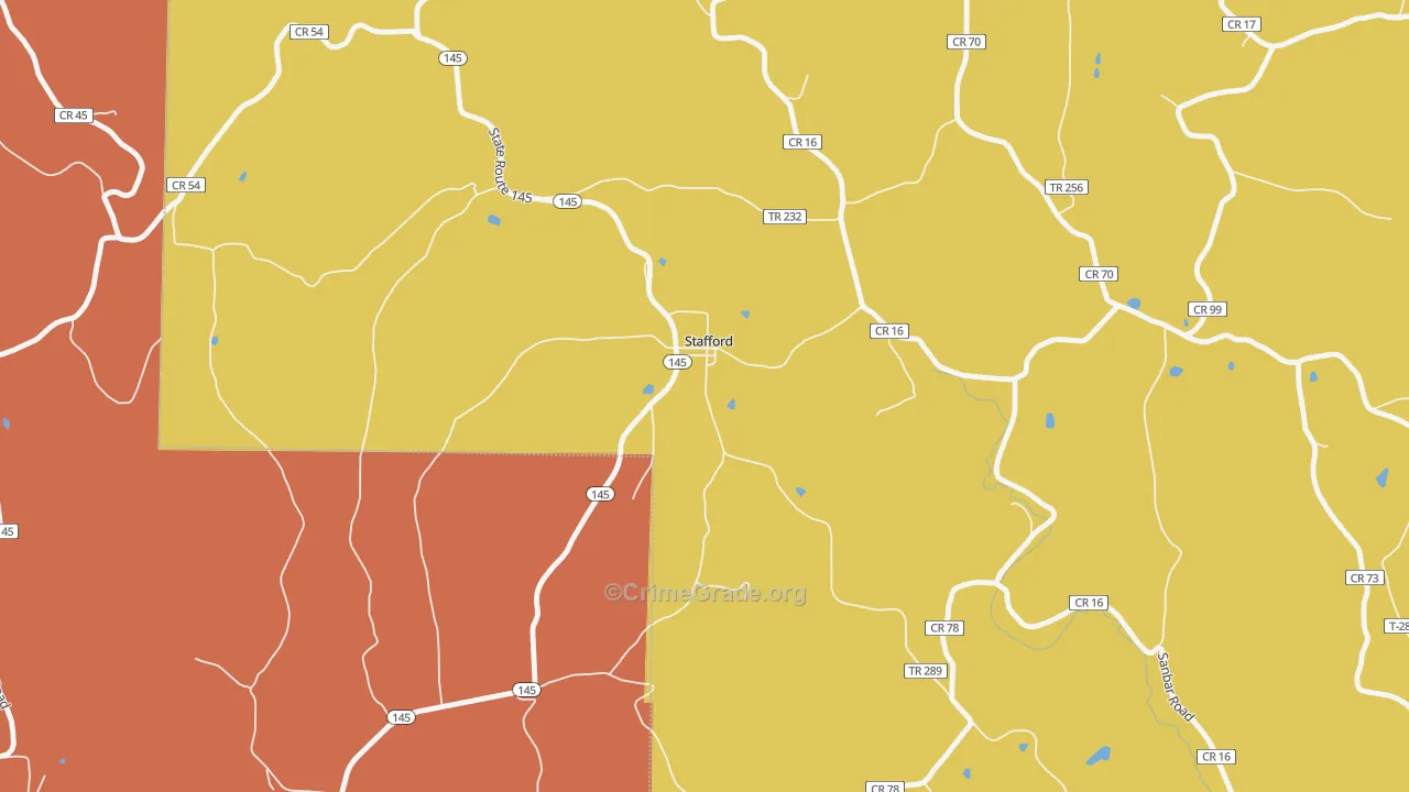 43786, OH Map of Theft Rates