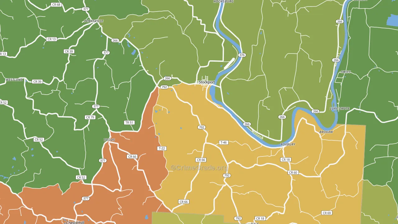 43787, OH Map of Theft Rates