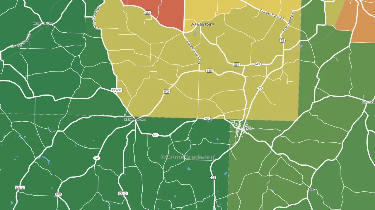 43804, OH Map of Theft Rates
