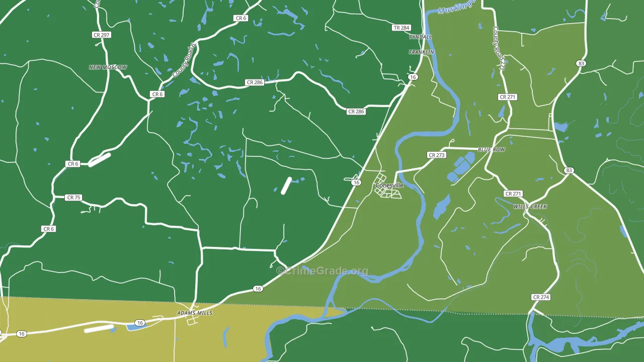 43811, OH Map of Theft Rates