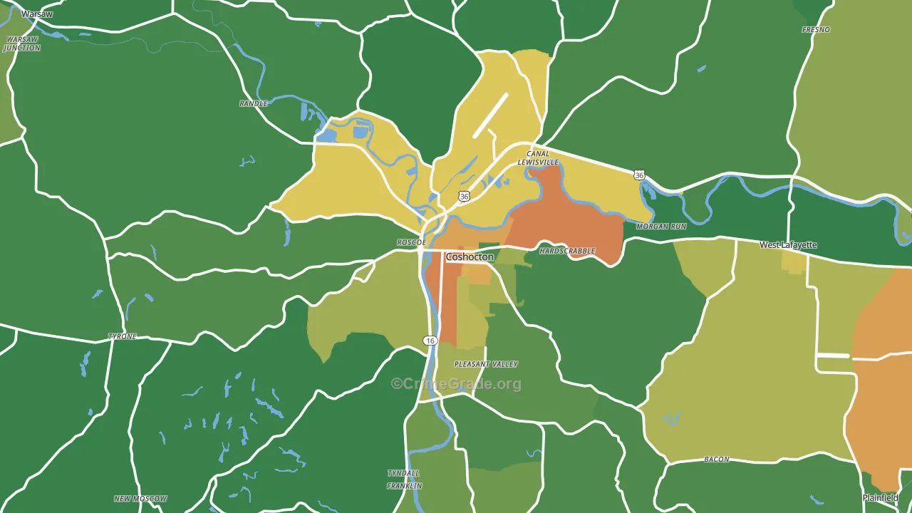 43812, OH Map of Theft Rates