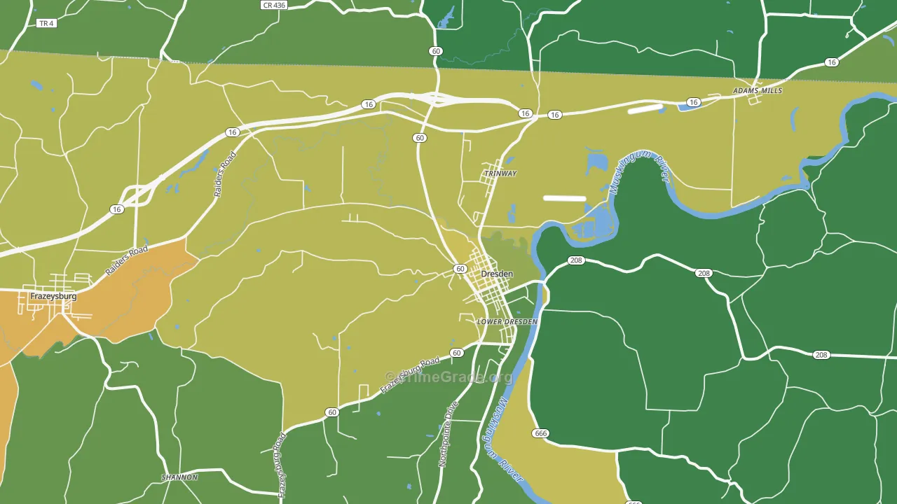 43821, OH Map of Theft Rates