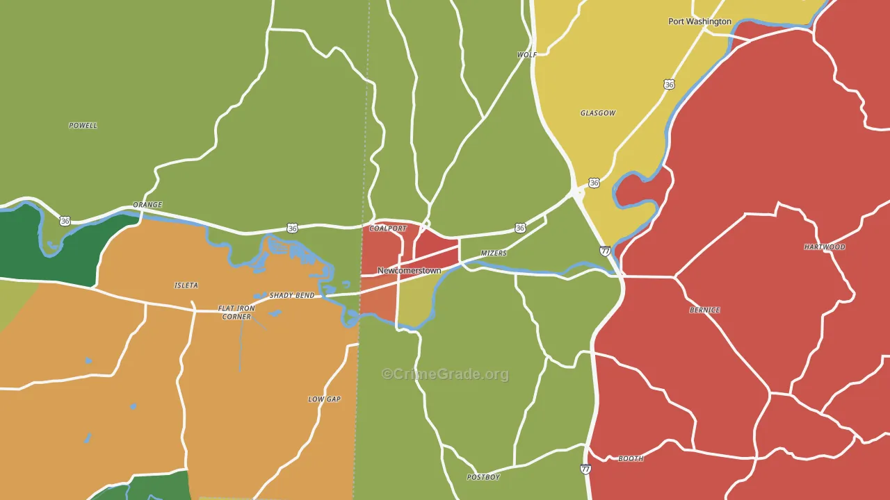 43832, OH Map of Theft Rates