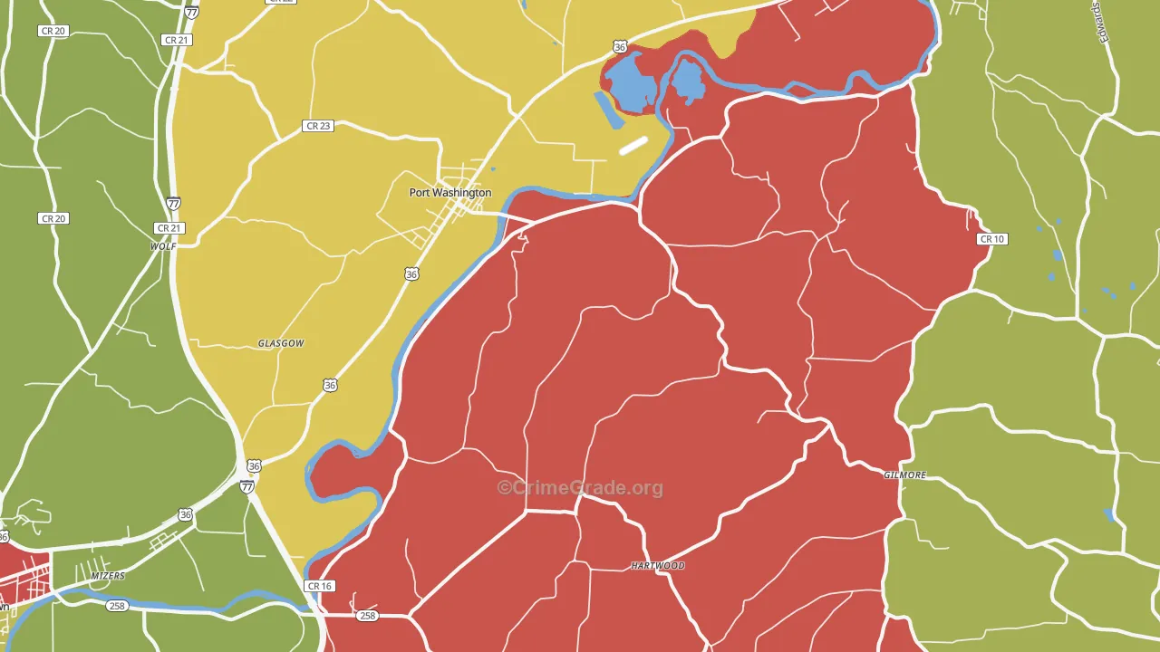 43837, OH Map of Theft Rates