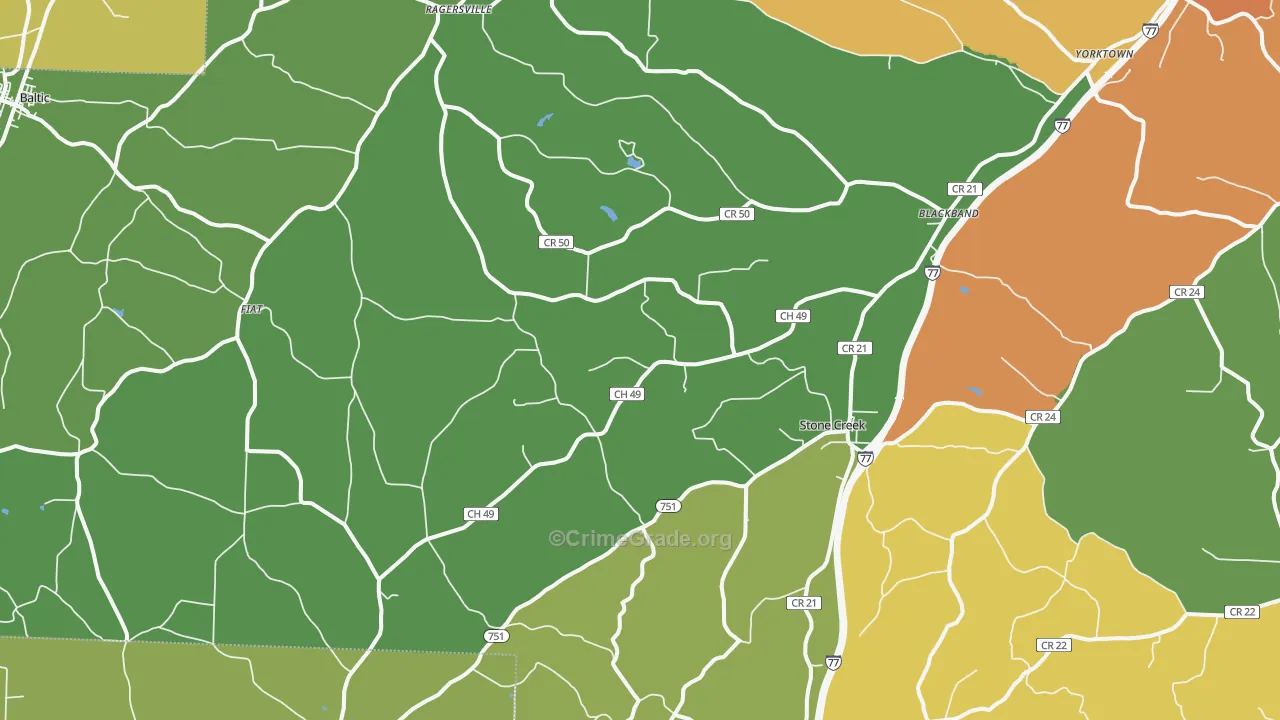 43840, OH Map of Theft Rates