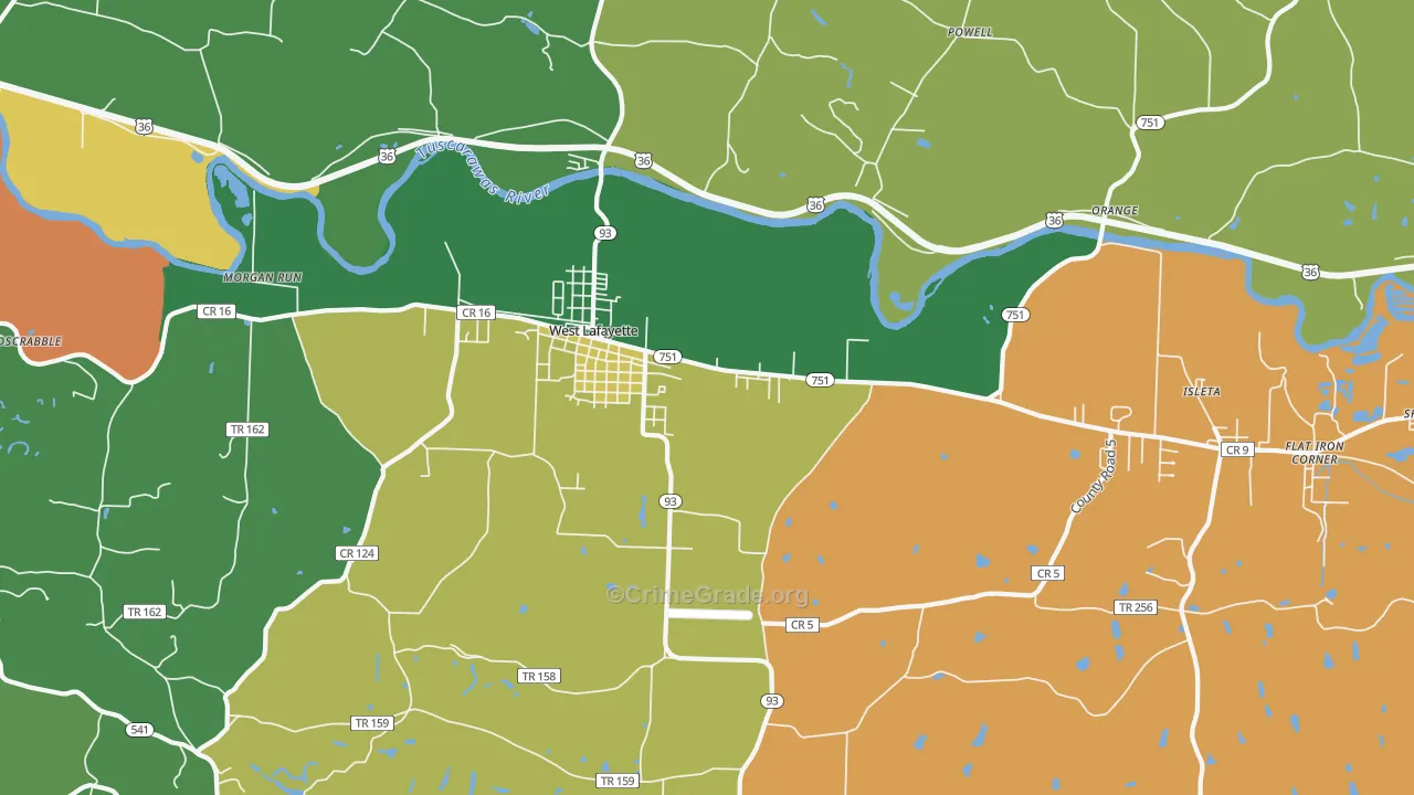 43845, OH Map of Theft Rates