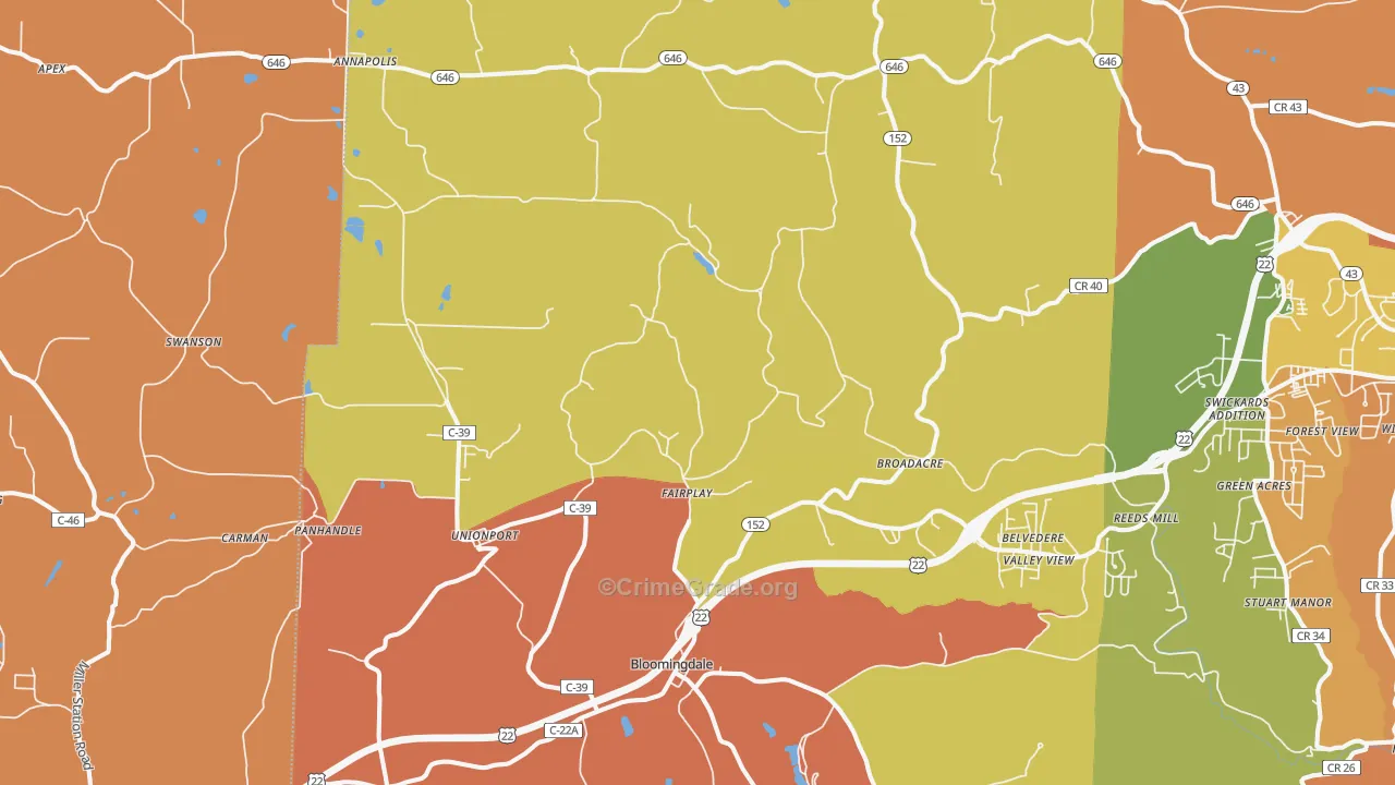 43910, OH Map of Theft Rates
