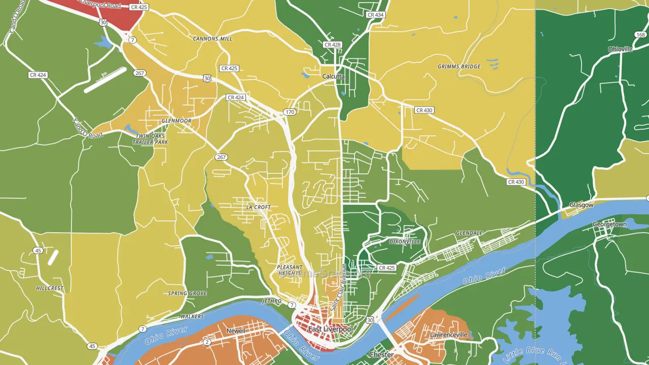 43920, OH Map of Theft Rates