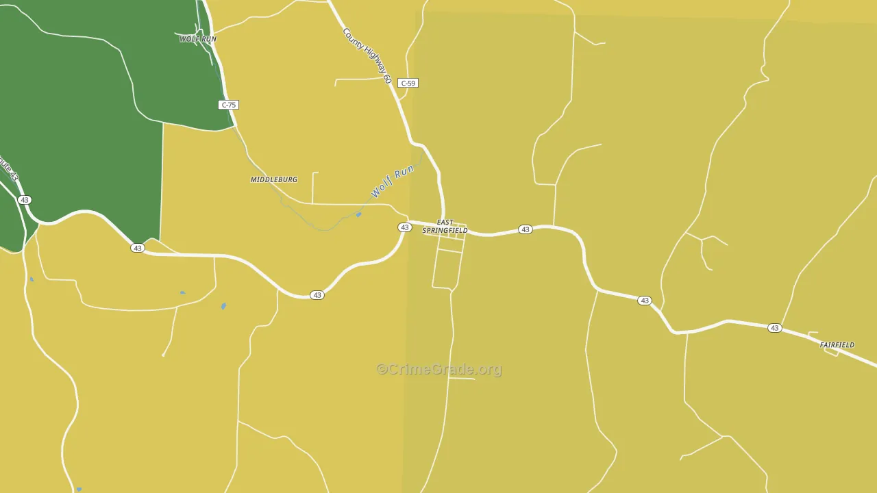 43925, OH Map of Theft Rates