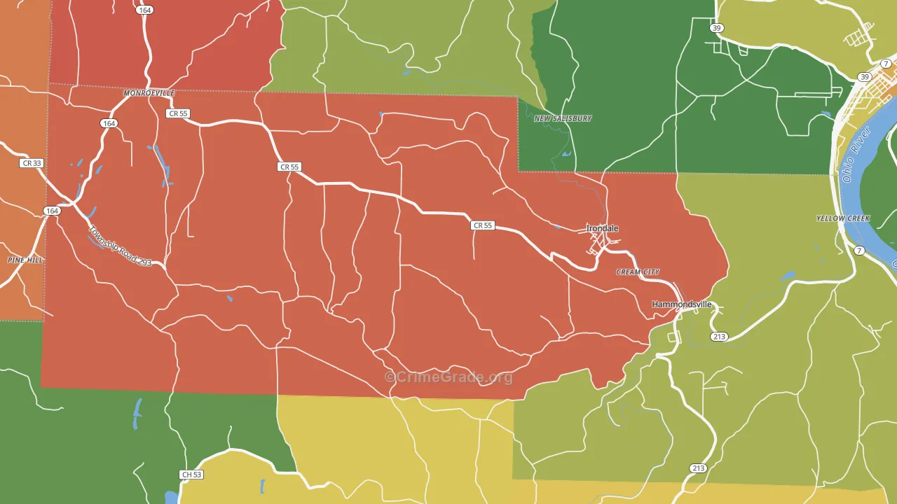43930, OH Map of Theft Rates