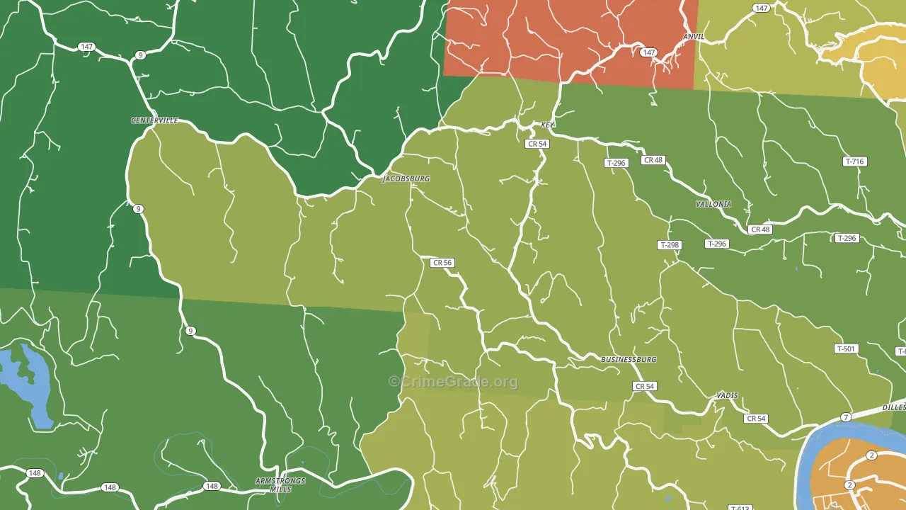 43933, OH Map of Theft Rates